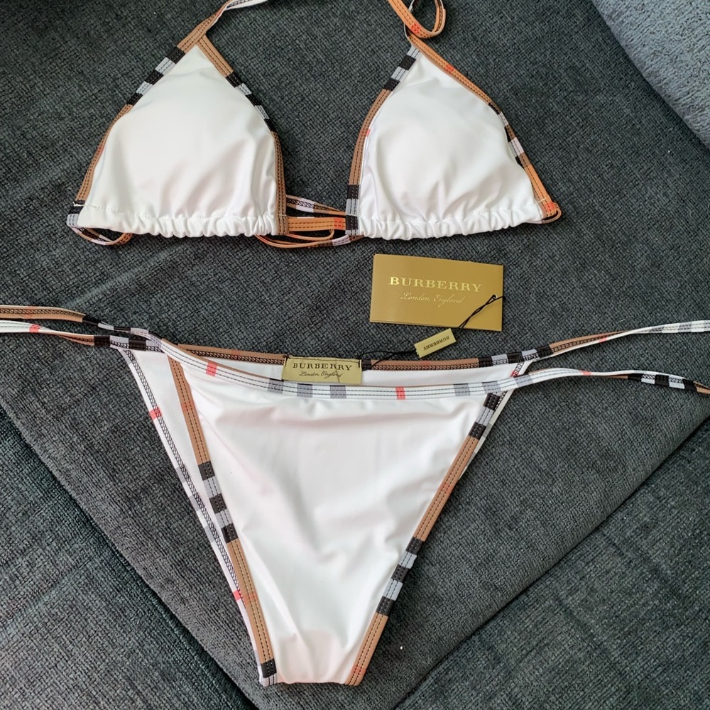 COPY - BURBERRY “MATA” Size M String White Bikini Vintage